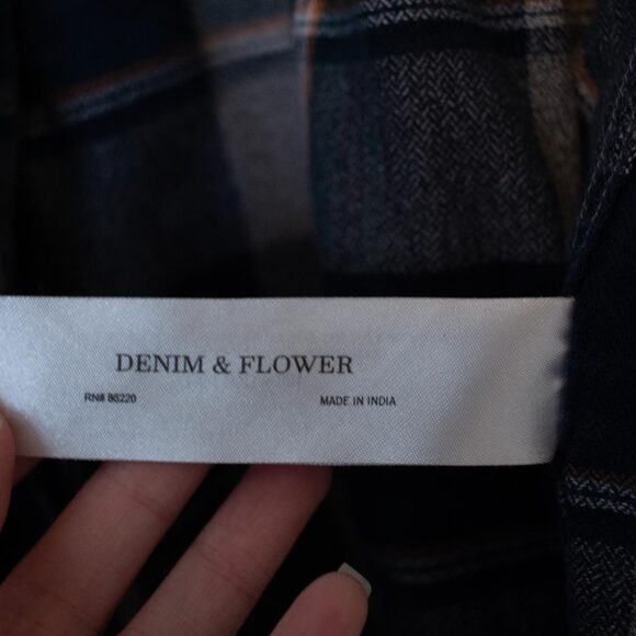 Gorpcore Camping Plaid Blue Orange Denim & Flower Ricky Singh S 100% Cotton - Picture 6 of 8